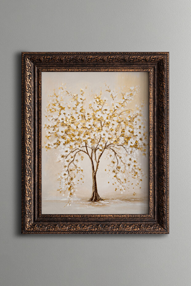 White Flowering Tree - Vintage Patterned Painting - Thick Model