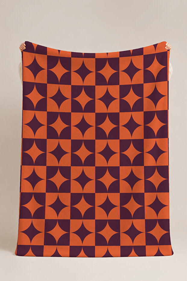 Retro Kavis Geometric Patterned Multi-Purpose Fleece Blanket & Coverlet