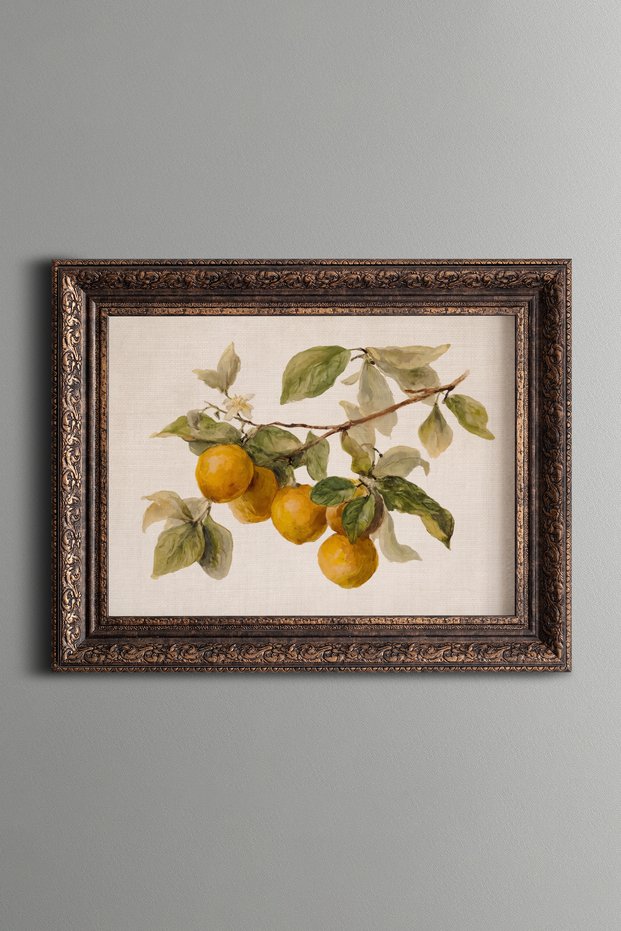 Oranges on a Branch - Vintage Patterned Painting - Thick Model