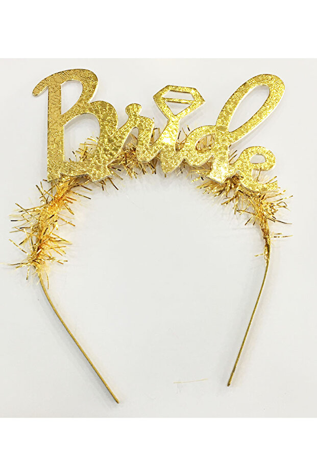 Gold Color Bachelorette Italic Lettering Bride Crown with Wedding Ring (K0)