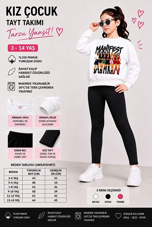 Girl's Manifest Printed Sweatshirt and Leggings Set