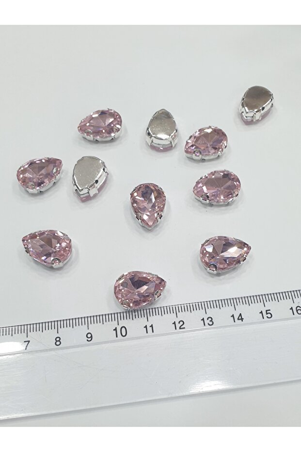 Cased Stone - Drop Pink 13*18mm (50 Pcs)