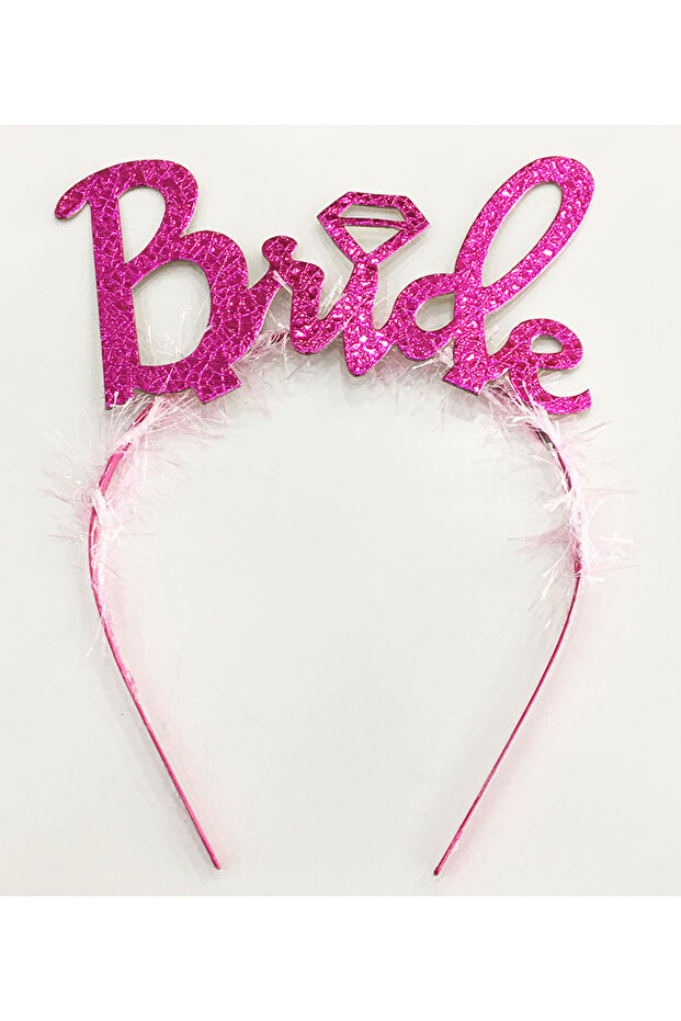 Fuchsia Color Bachelorette Italic Lettering Bride Crown with Wedding Ring (K0)