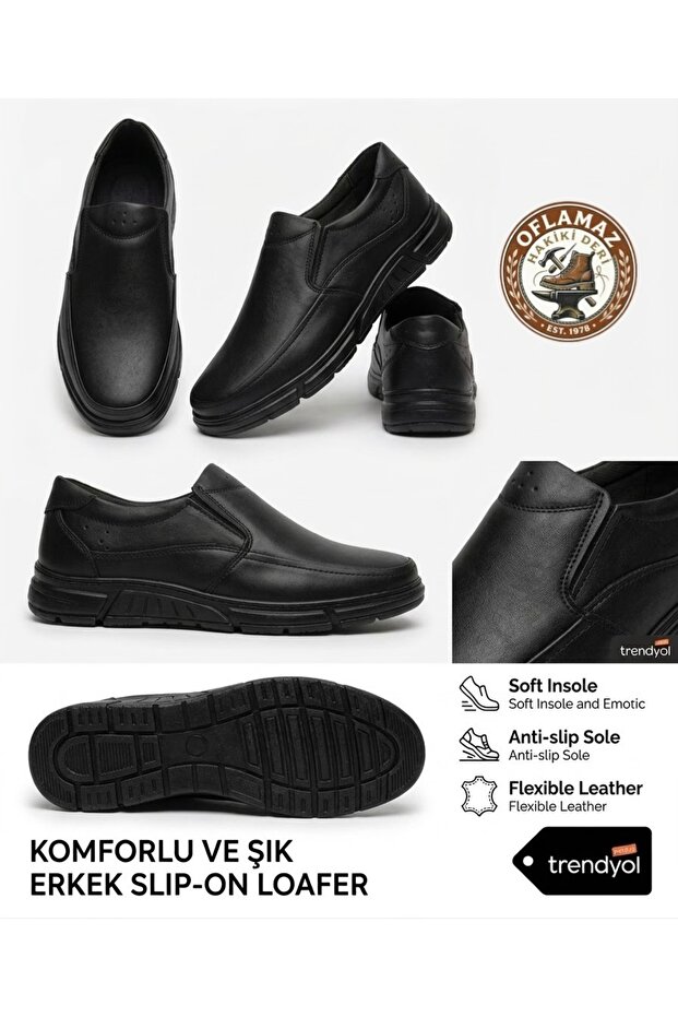 Men's Shoes 100% Genuine Leather Orthopedic Non-Slip Stitched Sole Comfort