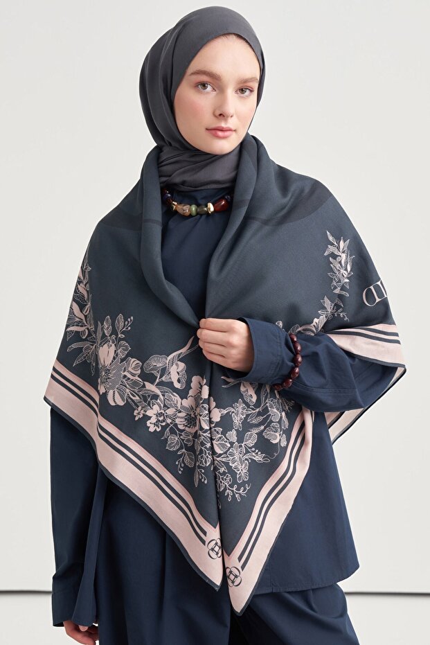 Fiora Desen Norena Wool Shoulder Shawl Petrol