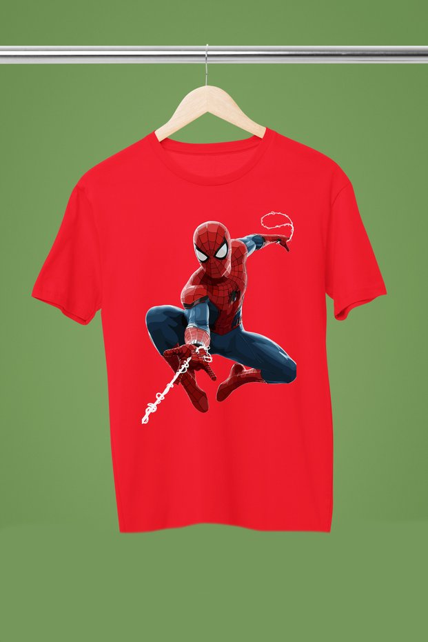 Spider Man Printed Crewneck Short Sleeve Children's T-Shirt