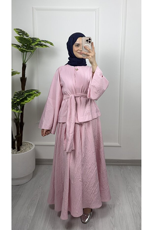 3183 Button Detailed Skirt Suit