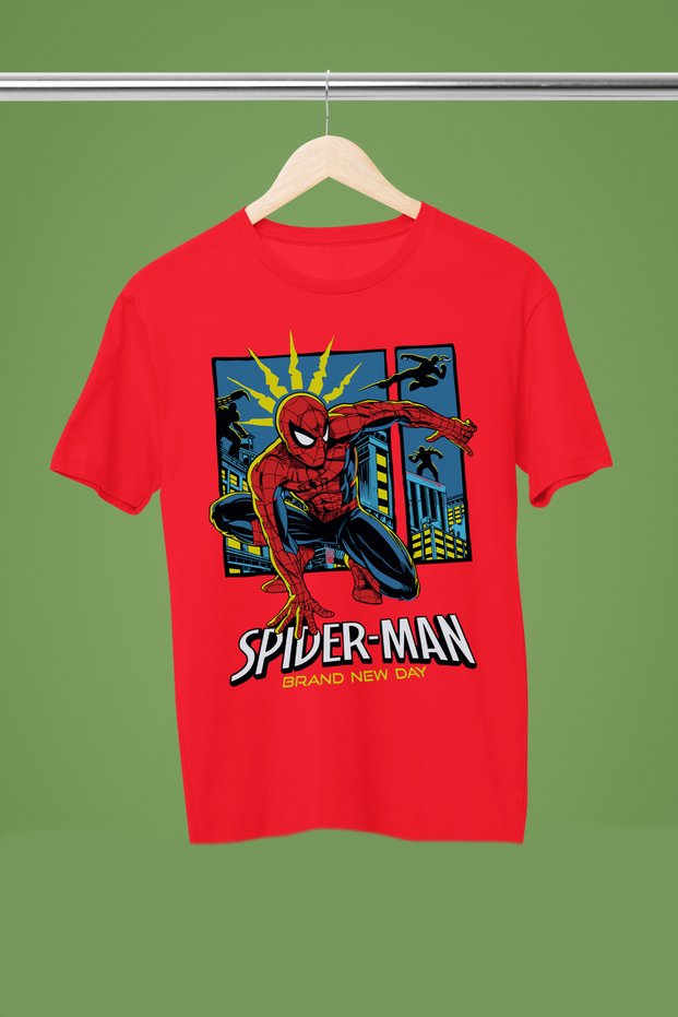 Spider Man Printed Crewneck Short Sleeve Children's T-Shirt