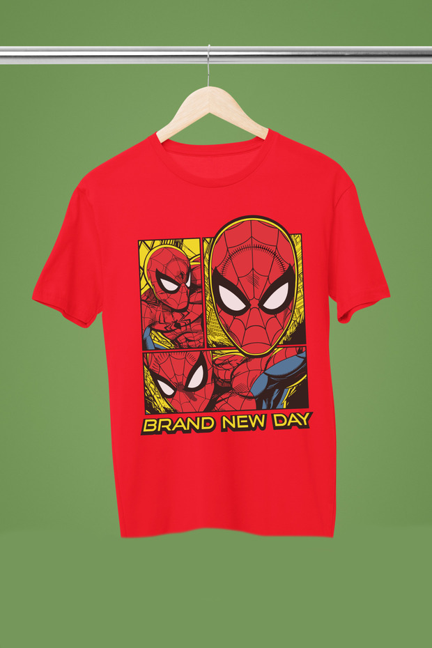 Spider Man Printed Crewneck Short Sleeve Children's T-Shirt