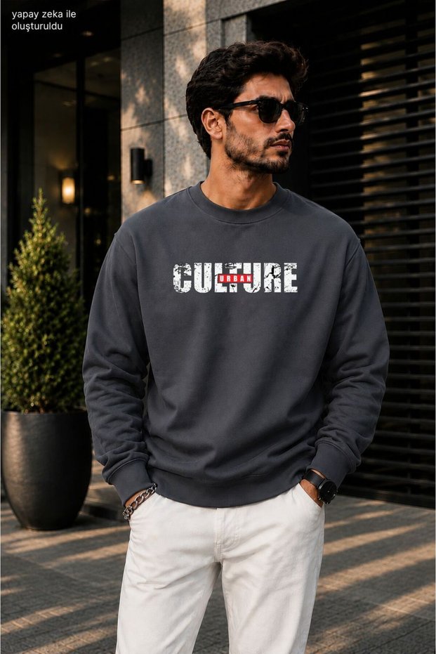 Men's Urban Culture Vintage Printed Cycling Round Neck Casual Sweatshirt