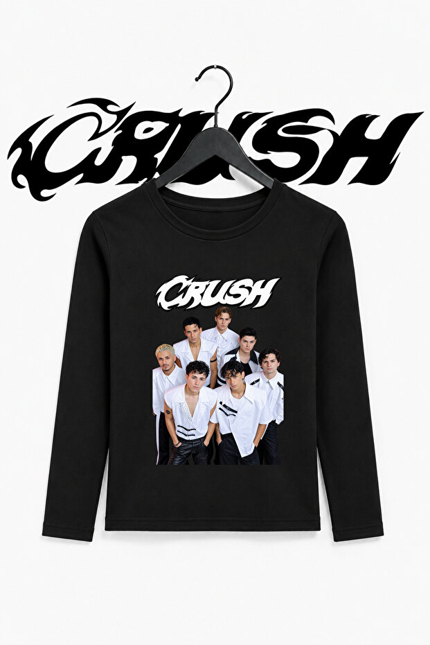 Crush Music Group Printed Long Sleeve Black Slim Body Long Sleeve T-Shirt