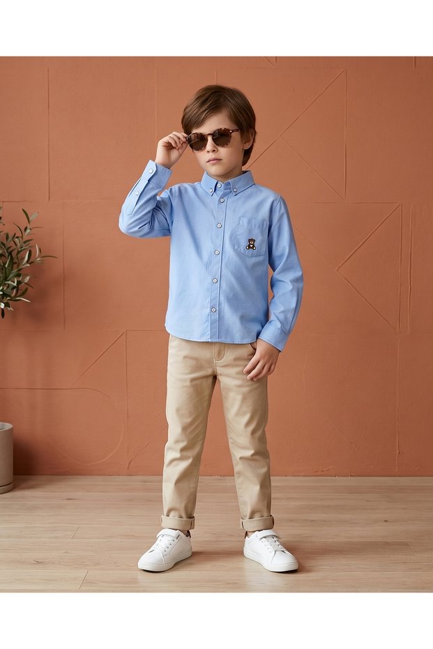 Plain Button Down Collar Shirt