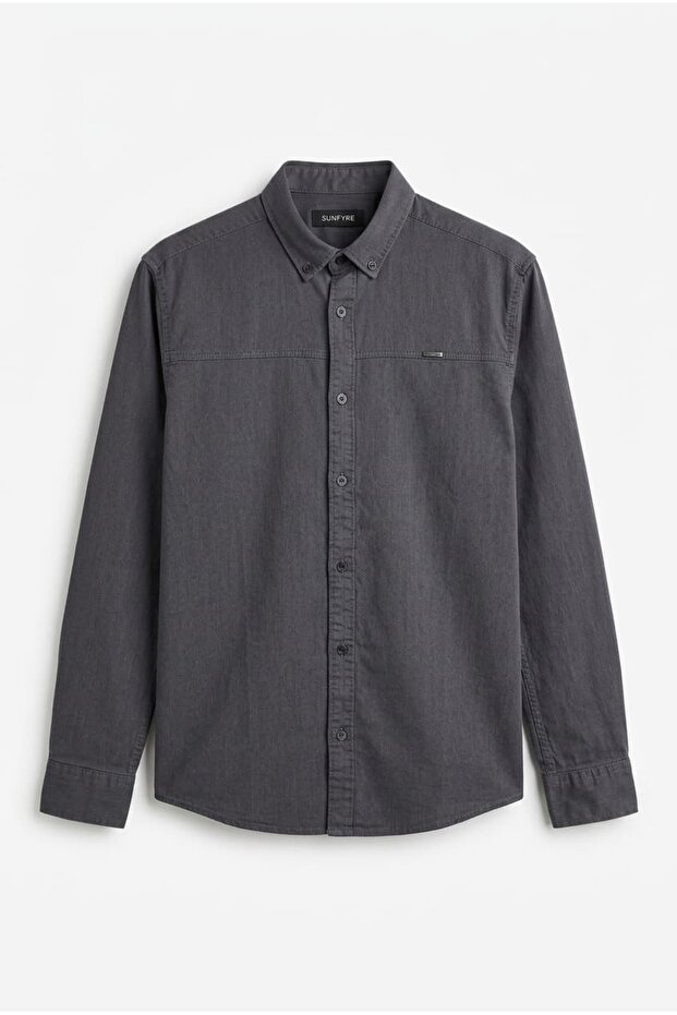 Men's Mint Piece Slim Fit Gabardine Shirt Sun475