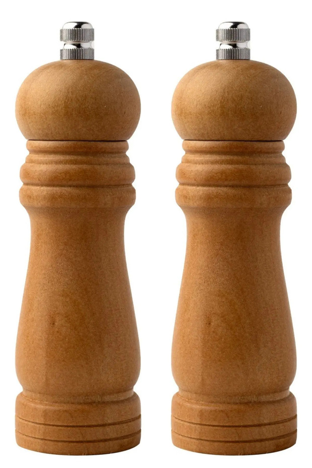 2-Piece Bamboo Body Wooden Salt and Pepper Mill 16 cm – Medium Size Spice Grinder Set
