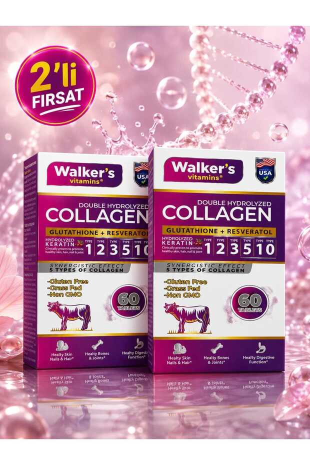 Premium 5 Types of Collagen 2-Pack Beauty Hair Skin Support Tablet Containing Keratin Zinc Bromelain Biotin