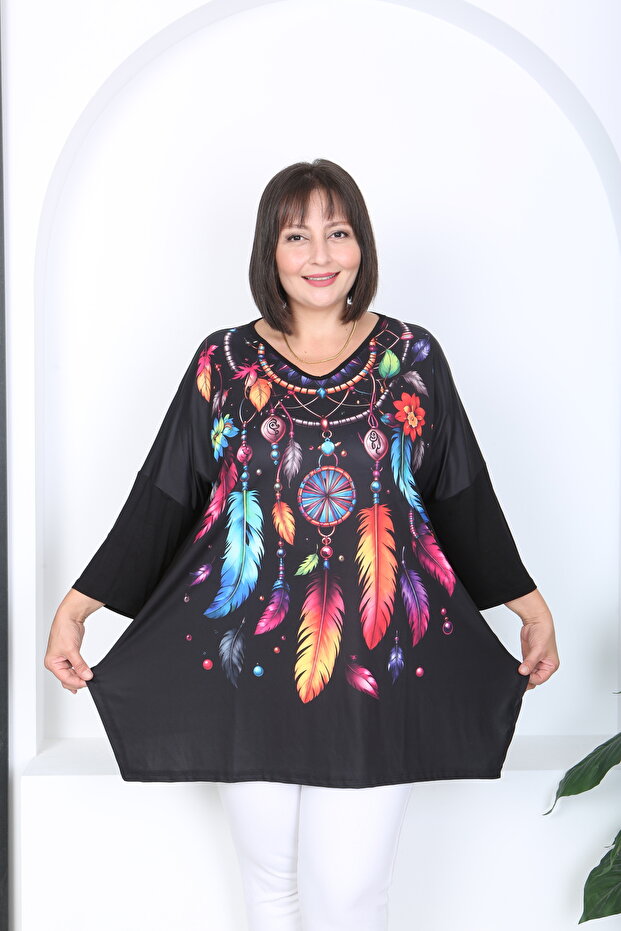 Women's Lycra Viscose V-Neck Plus Size Tunic
