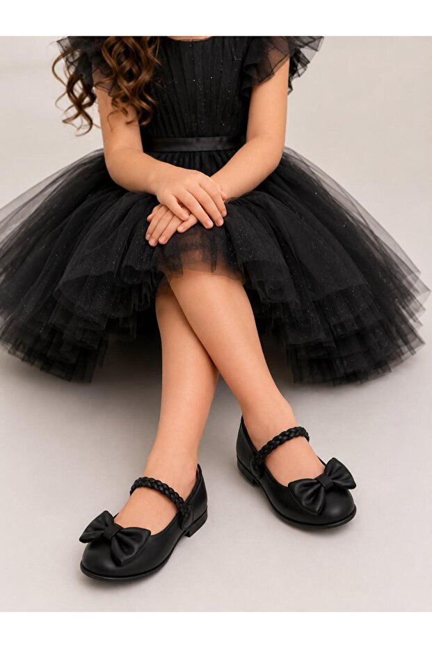 Girls' Knitted Ballet Flats with Straps