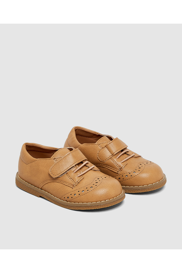 Plain Velcro Round Toe Oxford Shoe