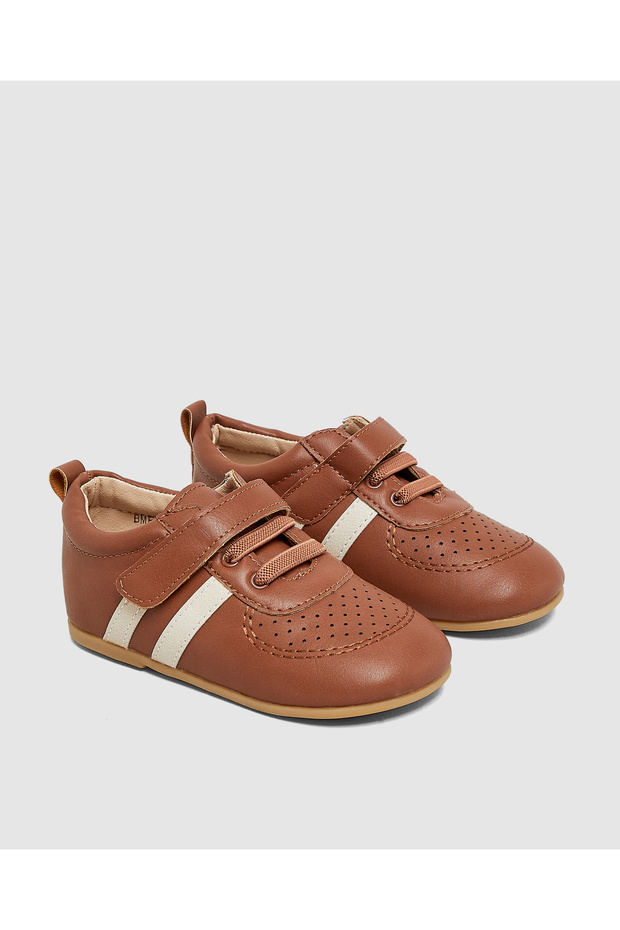 Plain Velcro Round Toe Oxford Shoe