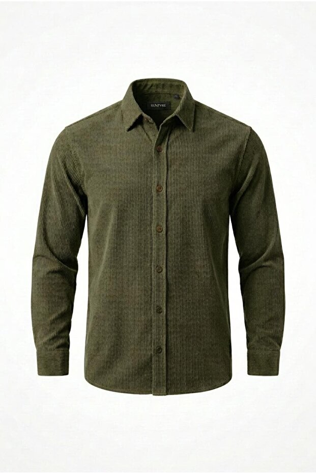 Men's High Quality Thick Ribbed Long Sleeve Velvet Shirt Sun476