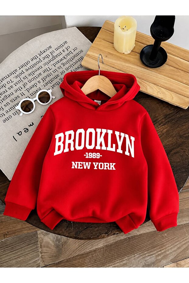 3 Yarn Combed Cotton Brooklyn Printed Unisex Children's Hooded Sweat Wq1