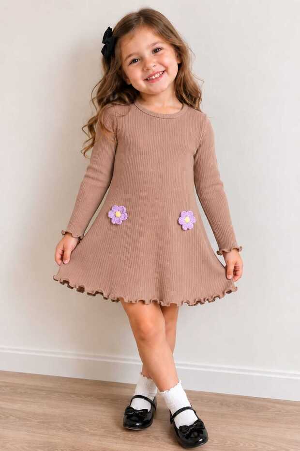 Girl's Casual Simple Stylish Long Sleeve Dress 2-8 Years Old