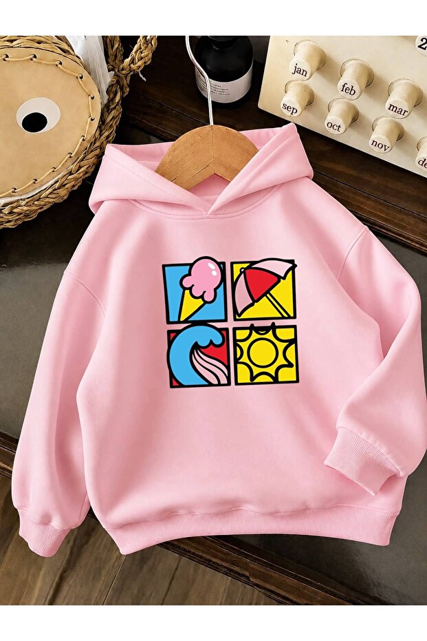 3 Yarn Combed Cotton Summer Printed Unisex Children's Hooded Sweatwear We4