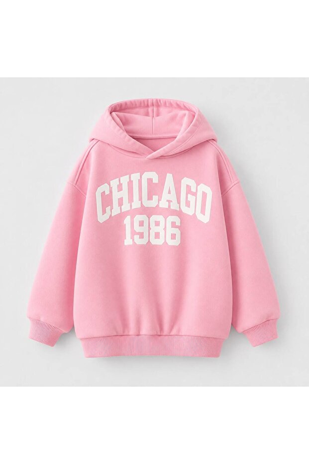 3 Yarn Combed Cotton Chicago 1986 Printed Unisex Children's Hooded Sweat Wq4