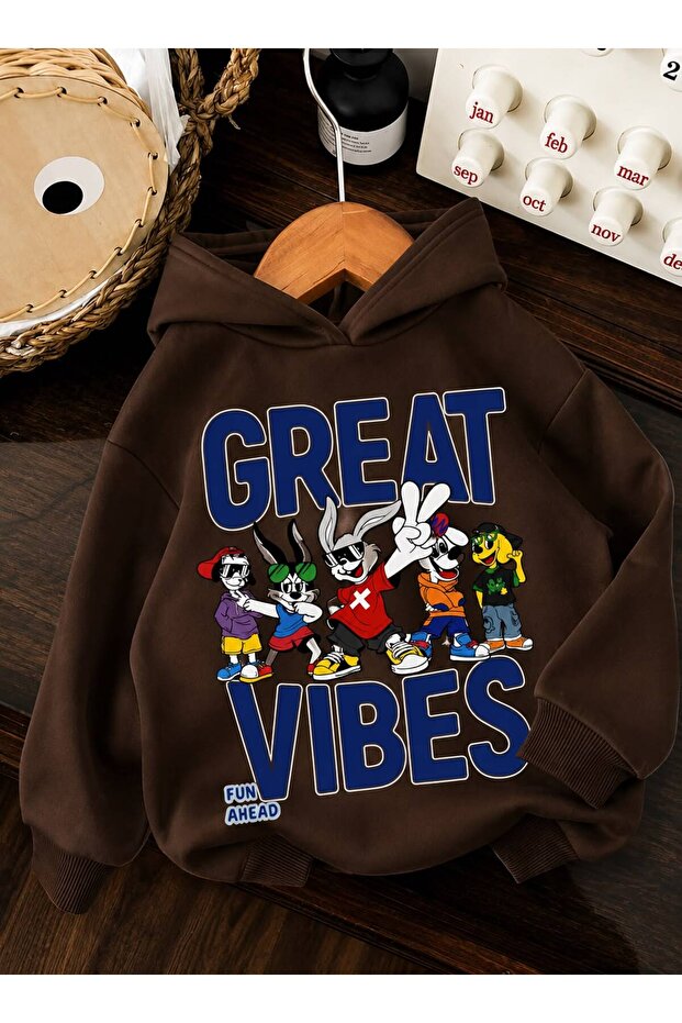 3 Yarn Combed Cotton Great Printed Unisex Children's Hooded Sweat Wq2