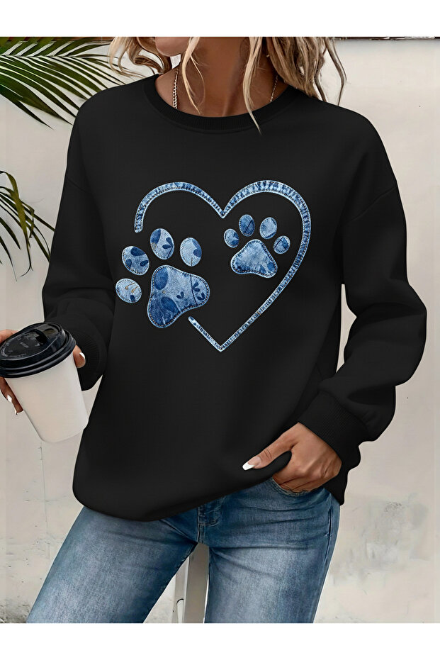 Women's Printed Crew Neck Comfortable Fit Sweatshirt