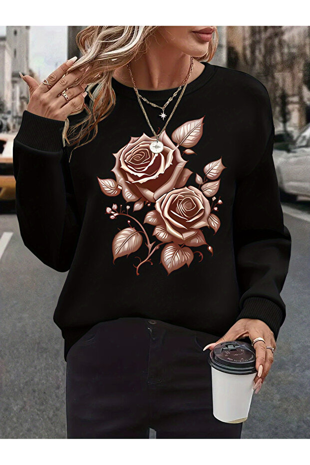 Women's Printed Crew Neck Comfortable Fit Sweatshirt