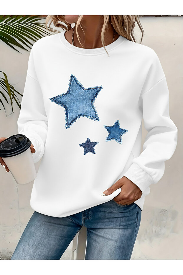 Women's Printed Crew Neck Comfortable Fit Sweatshirt