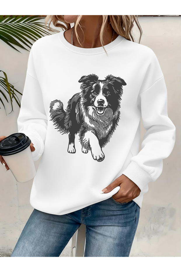Women's Printed Crew Neck Comfortable Fit Sweatshirt