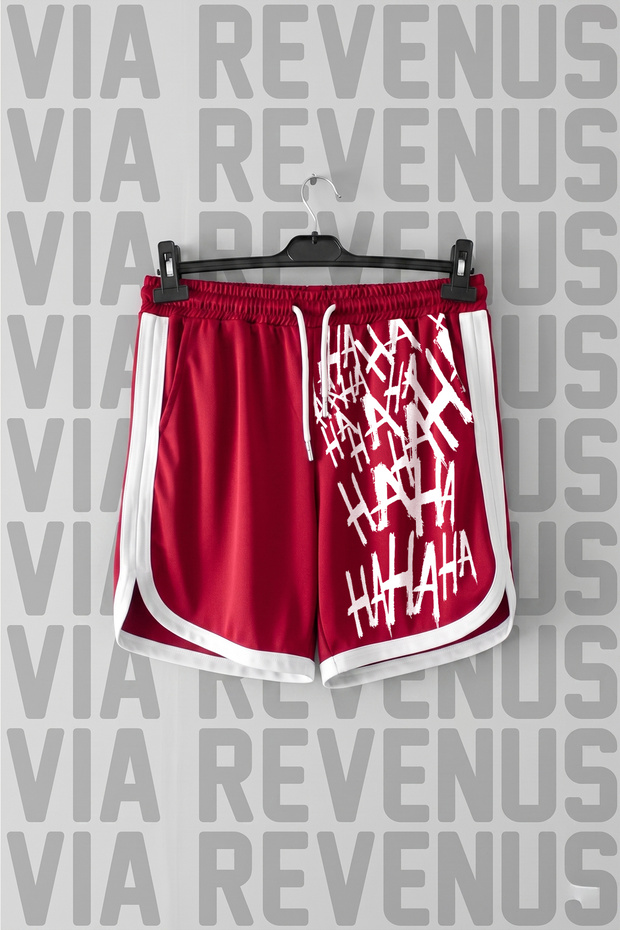 Joker Laughter Design Printed Jersey Sports Training Shorts with Piping Detail