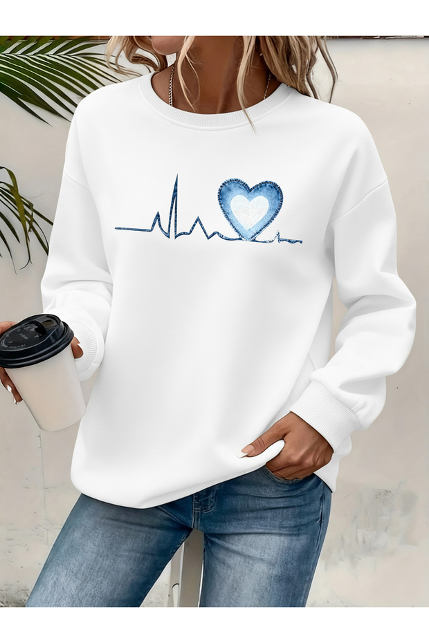 Women's Printed Crew Neck Comfortable Fit Sweatshirt
