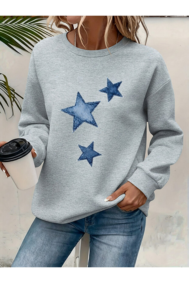 Women's Printed Crew Neck Comfortable Fit Sweatshirt