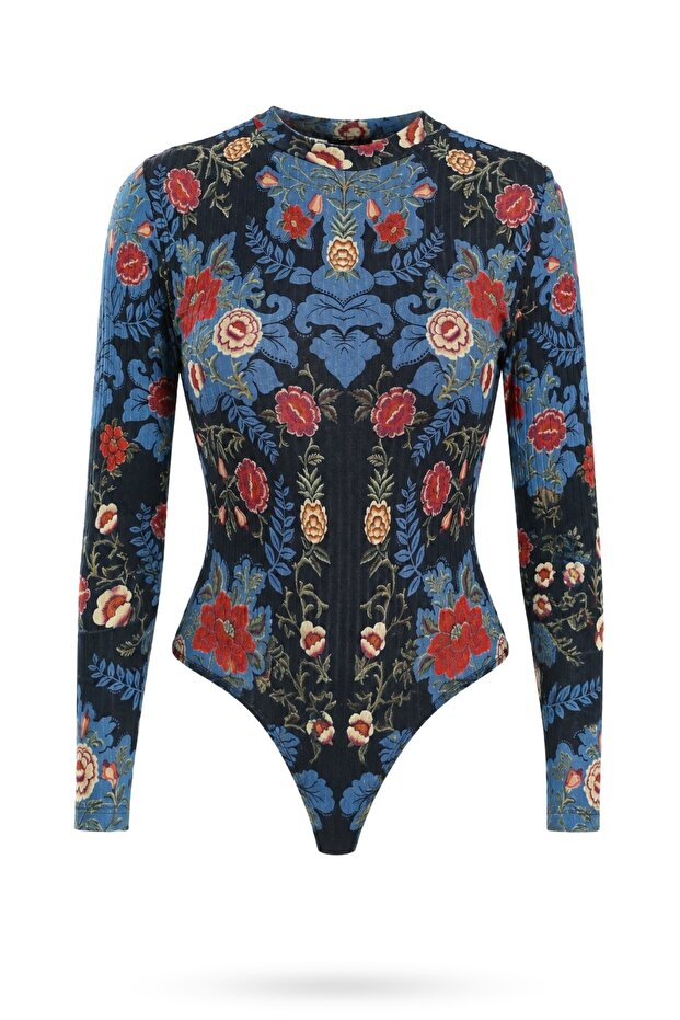 Blue Patterned Bodysuit