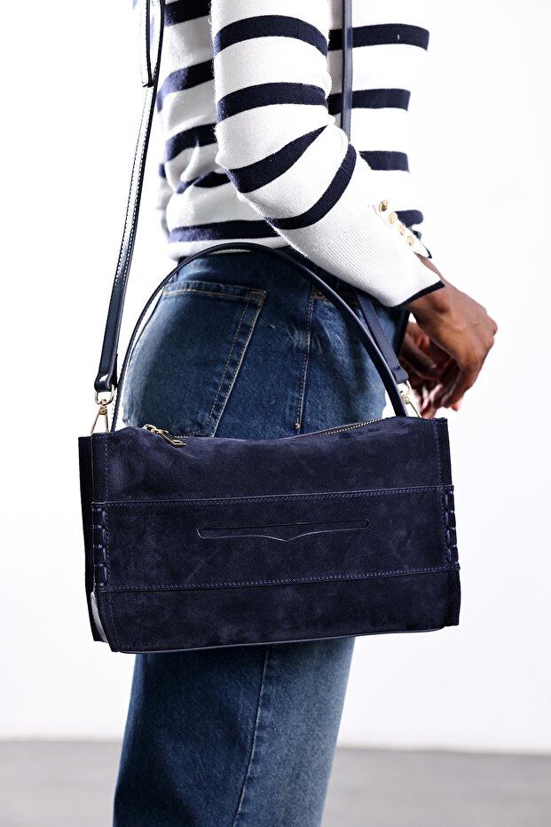 Navy Blue Edinburgh Suede Bag 8000