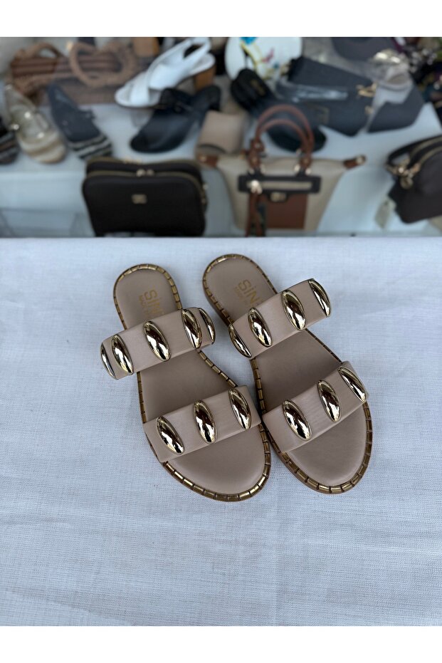 Gold Buckle Detailed Slippers