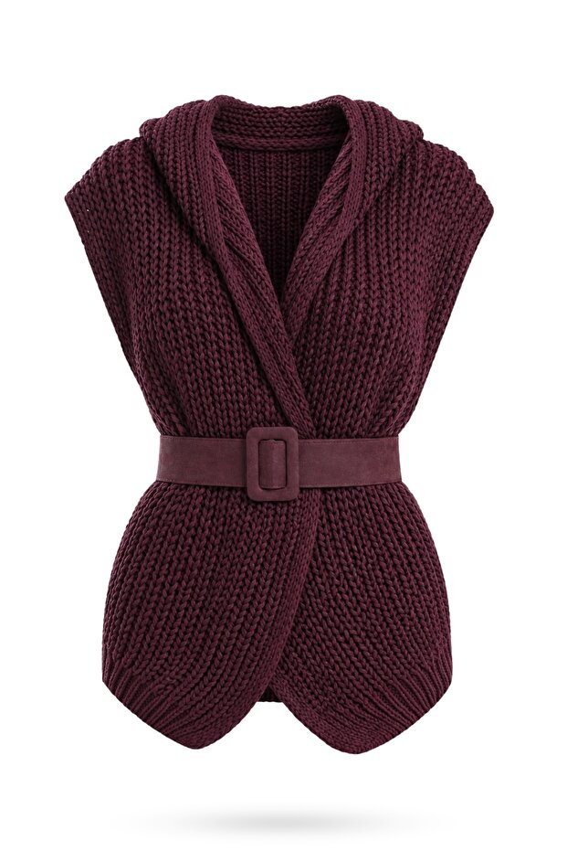 Plum Belted Knitwear Vest