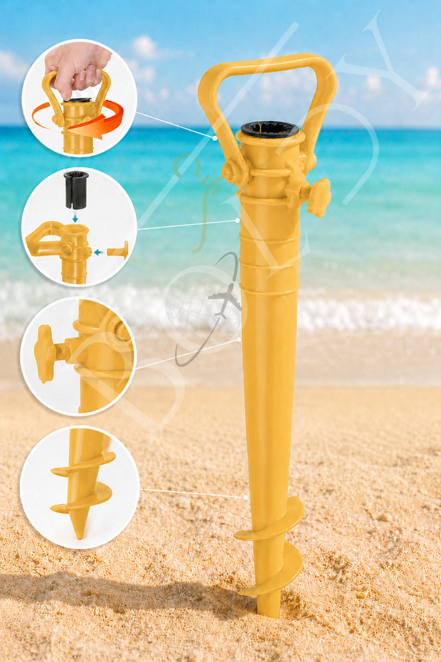 Umbrella Pole - Umbrella Holder - Umbrella Stabilizer - Garden Umbrella Pole - Camping Pole 42 Cm. Mustard
