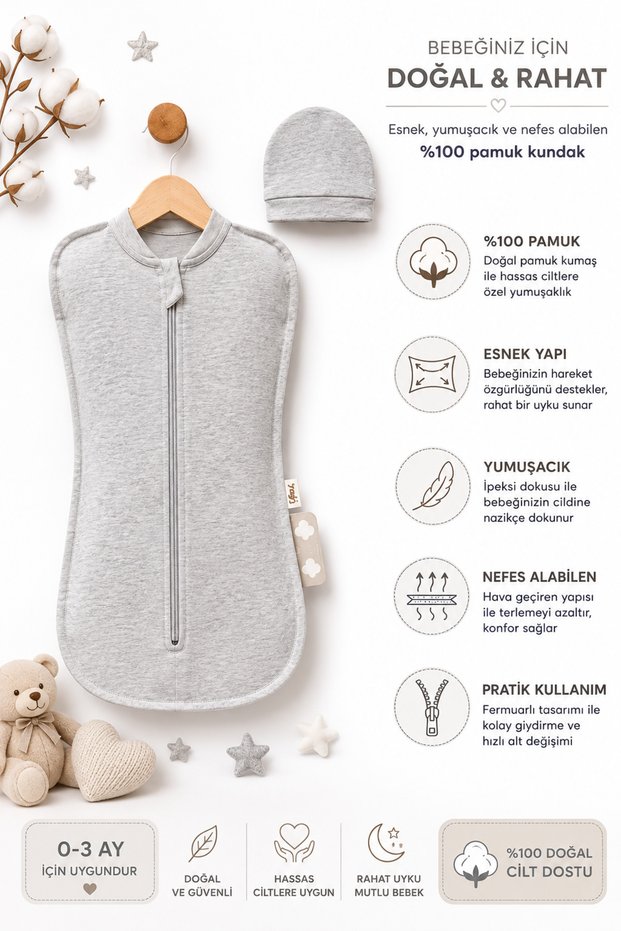 100% Cotton Zippered Baby Swaddle Newborn