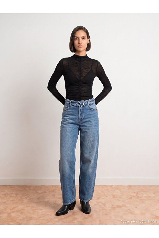 72351 Curved Waist Wide Leg Pants