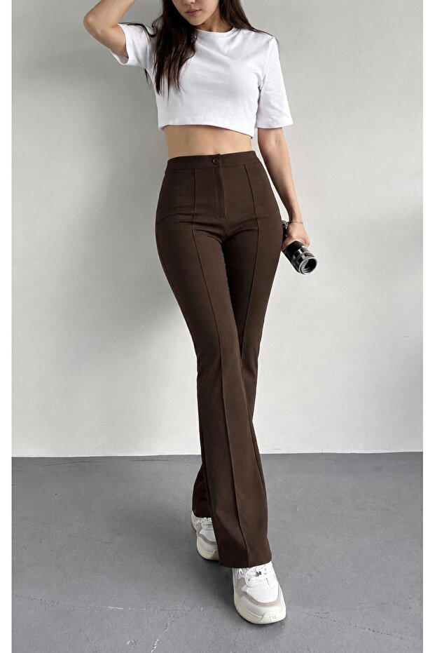 Women's Black High Waist Shaping / Sculpting Flared Leg Palazzo Pants