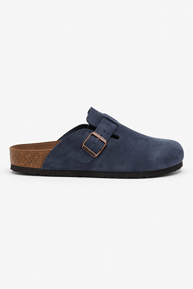 Boston Unisex Cork Sole Slippers - Navy Blue