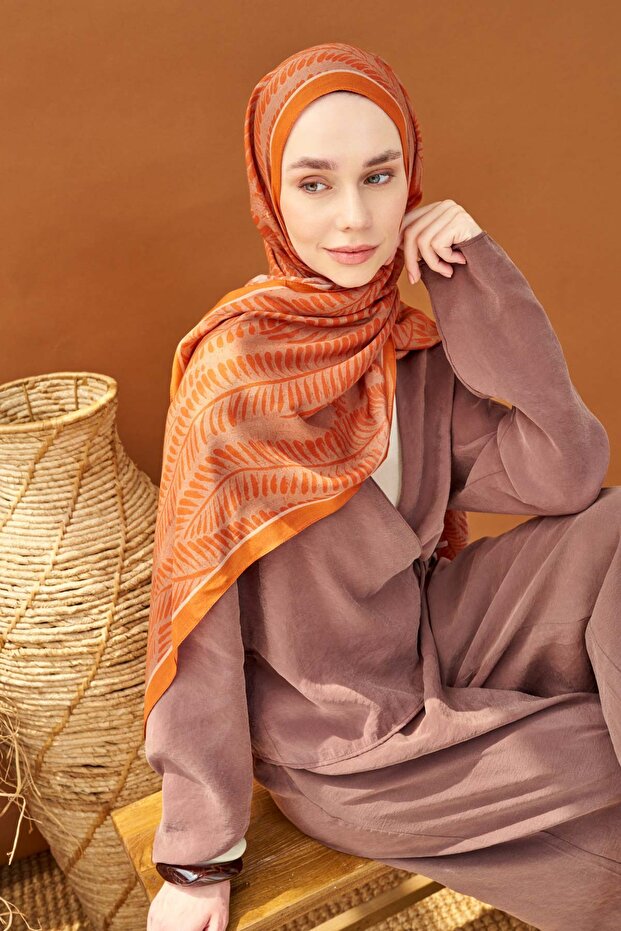 Lorena - Riva Shawl Tencel Boston Fern Orange - 510006 - 02