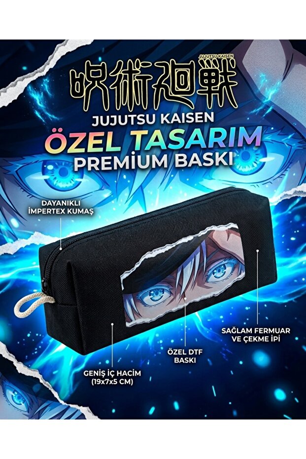 "Jujutsu Kaisen" Anime Character Printed Black Pen Holder | Waterproof Impertex Fabric | School & Office Ka