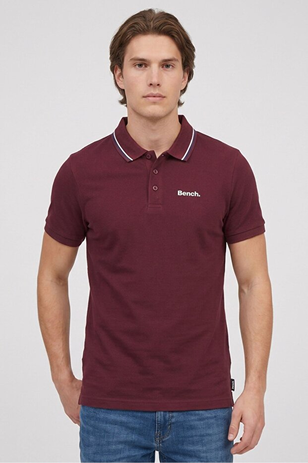 Men Regular Fit Brand Logo Short Sleeve Polo Shirt, Burgundy