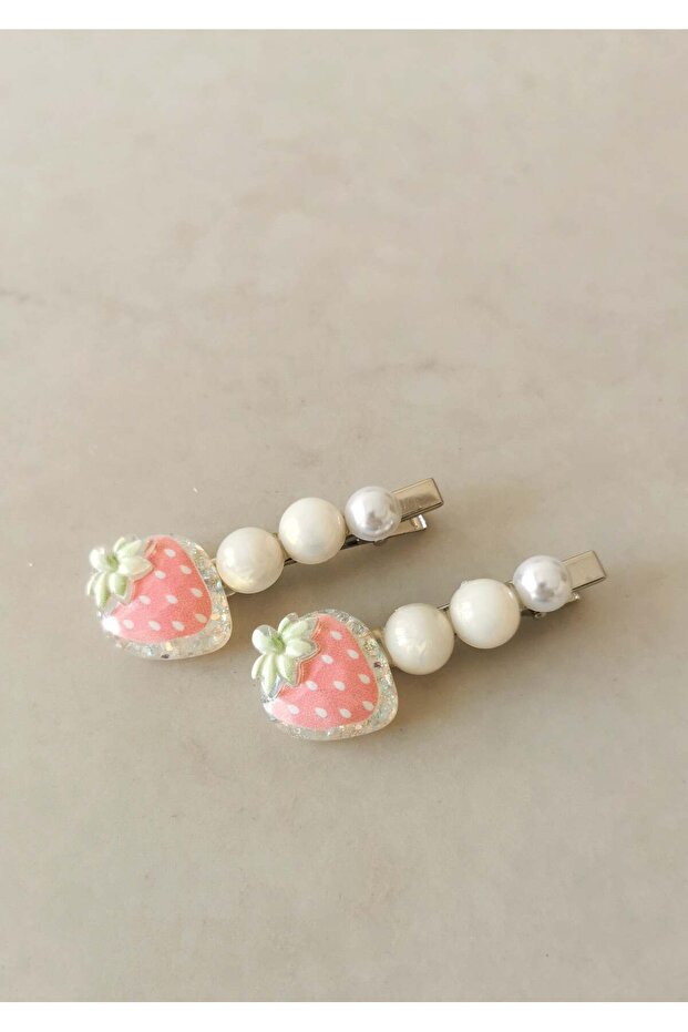 Pink Strawberry Figured White Pearl Look 2-Piece Clasp Buckle