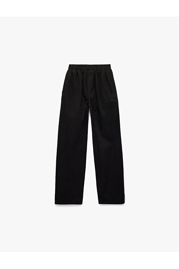 Cotton Comfortable Fit Gabardine School Trousers with Elastic Waist and Pockets